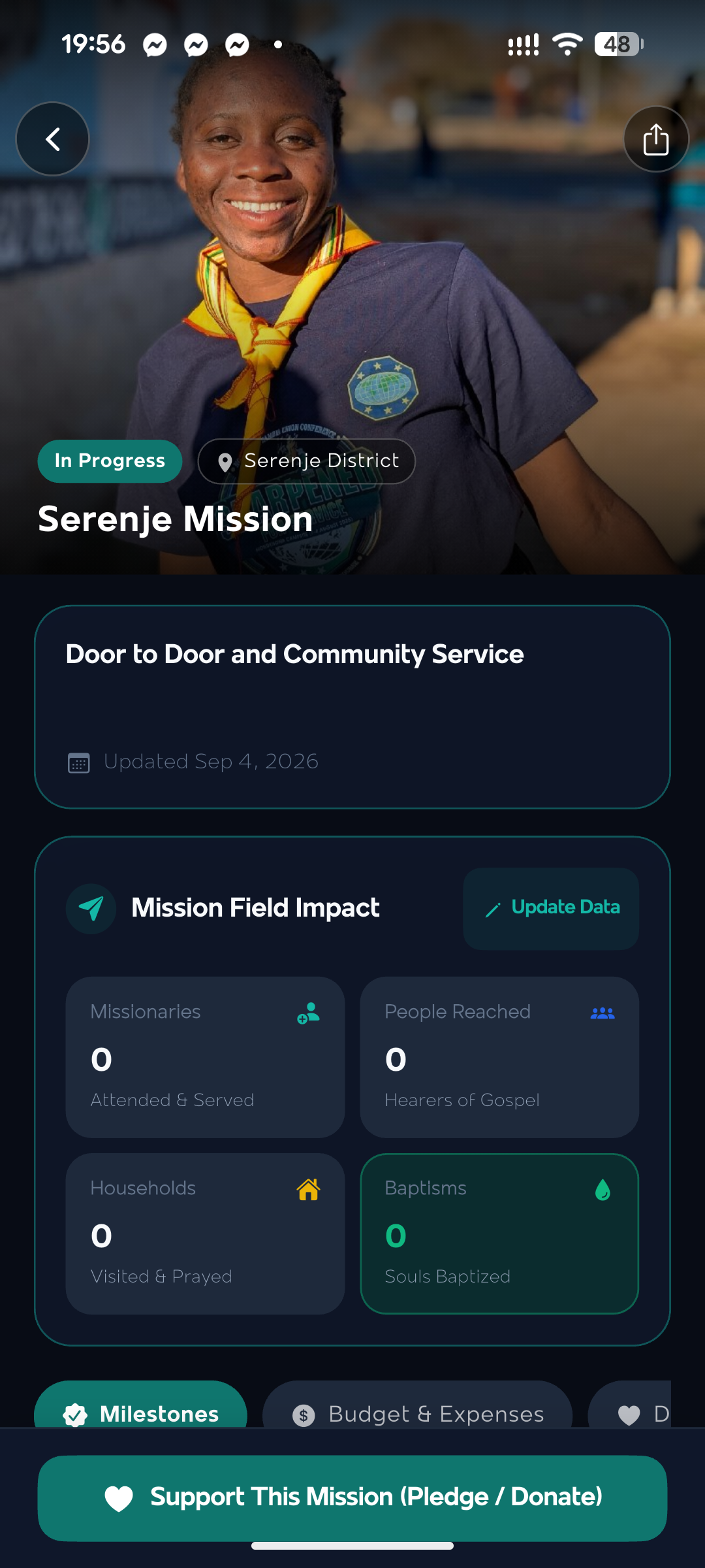 Project Details and Field Mission Impact Screen